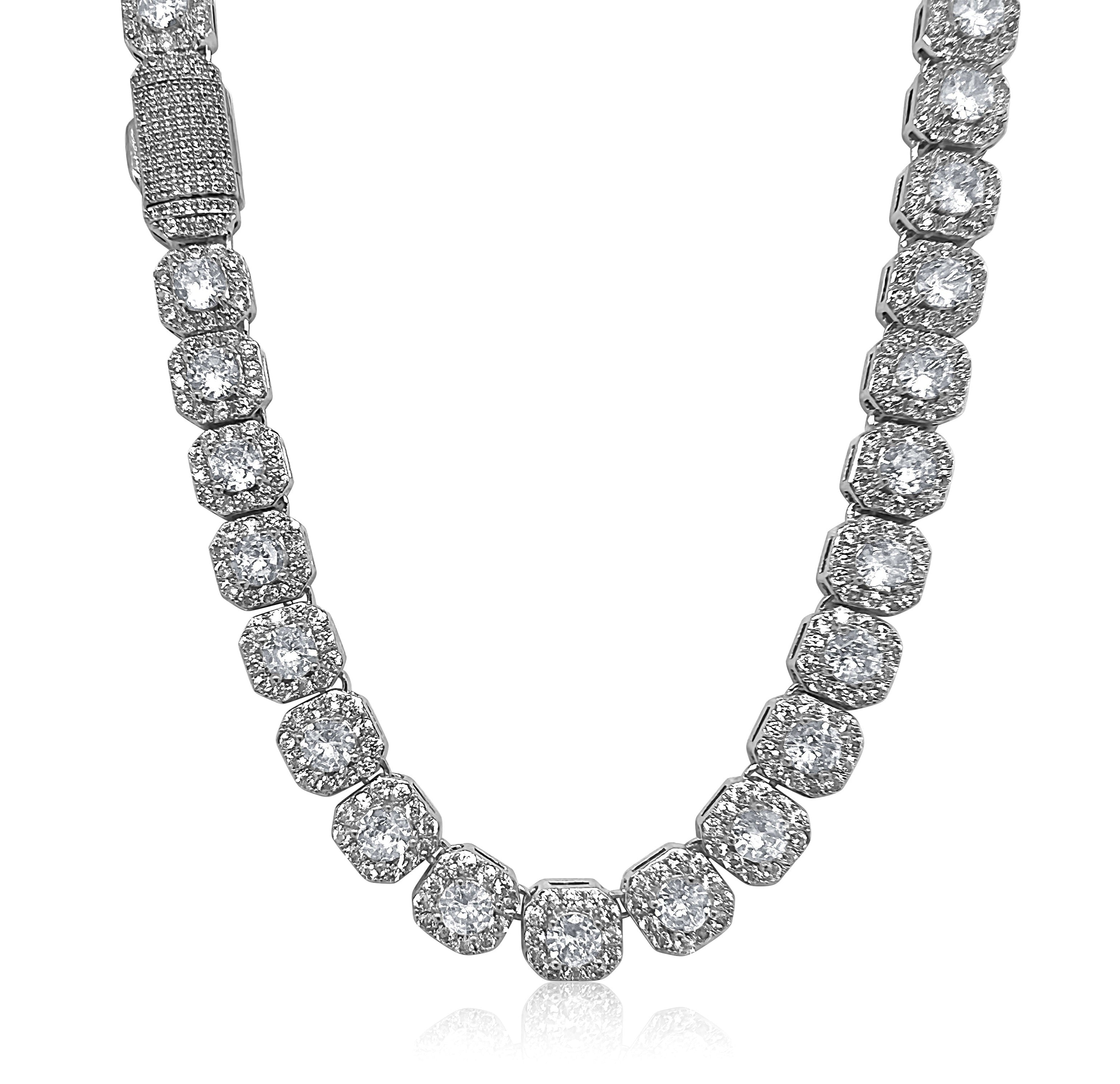 10mm Round Diamond Tennis Chain In 18k Gold Plated