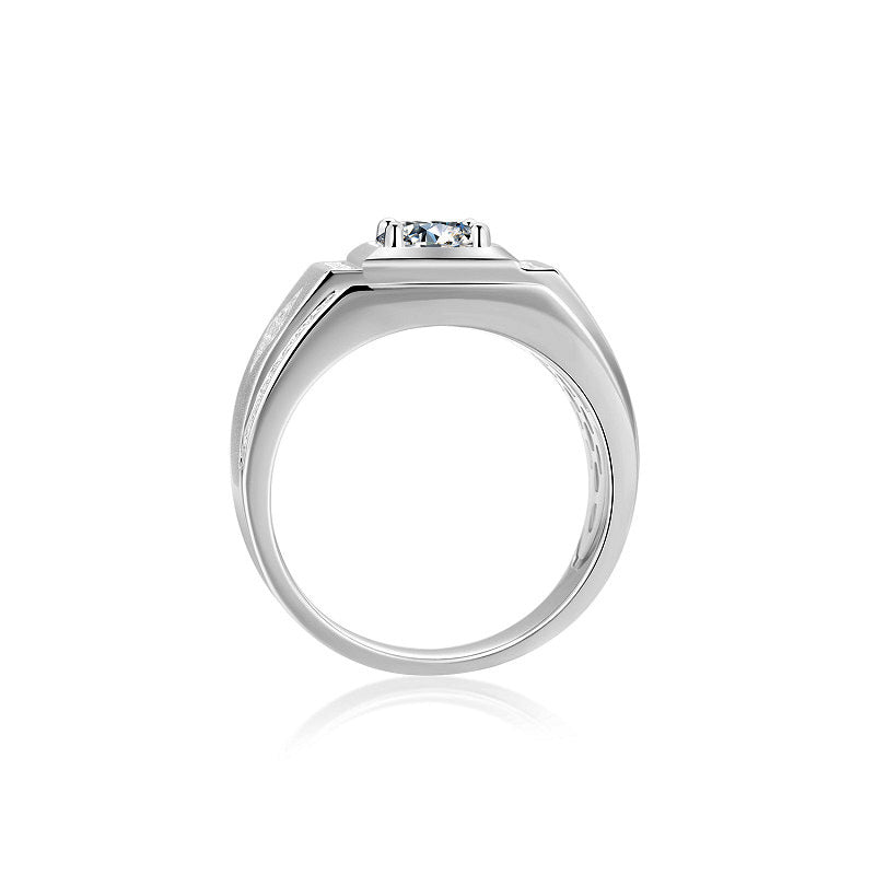 925 Silver 1ct Moissanite Men’s Ring — Minimalist Luxury