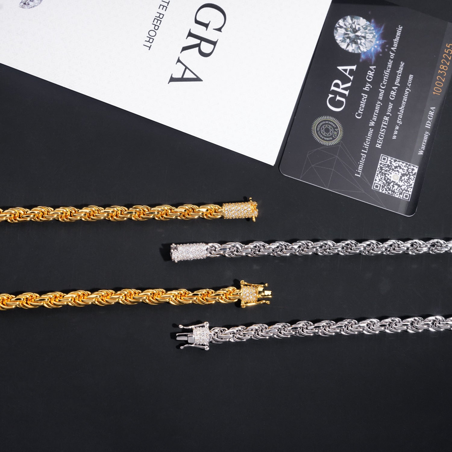 6mm Stainless Steel Rope Chain with 925 Silver Moissanite Clasp (Hip-Hop)