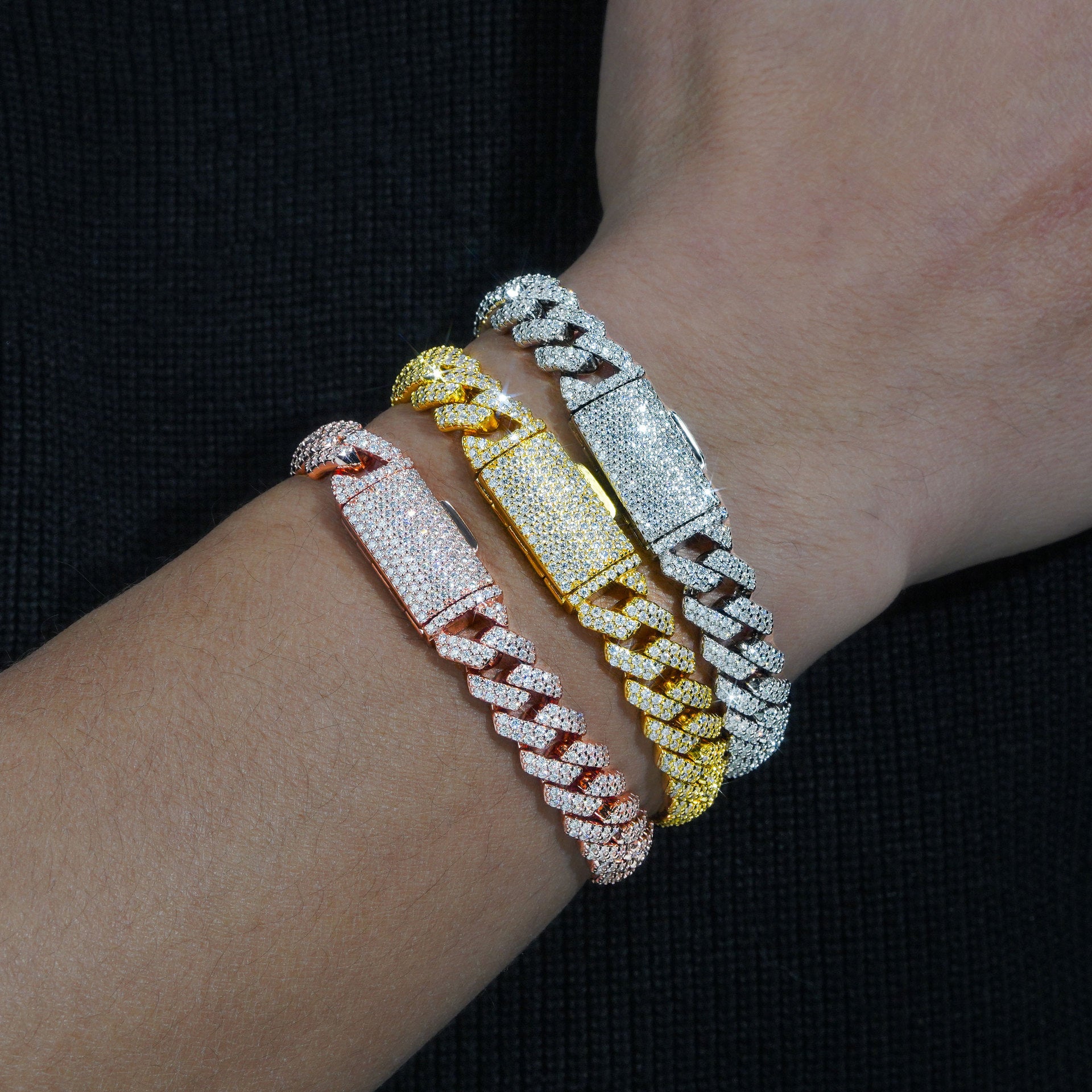 10mm Double Row Moissanite Cuban Link Bracelet