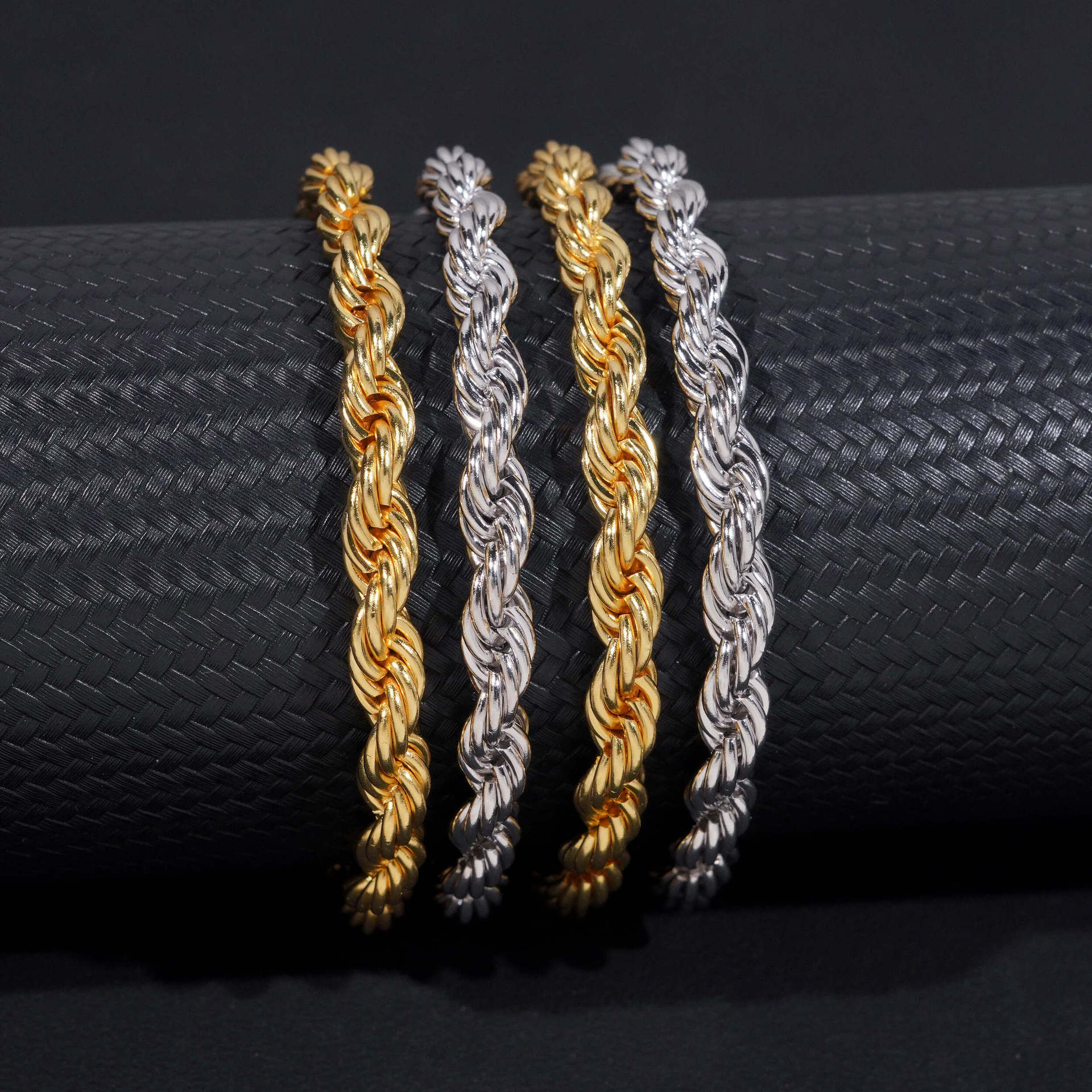 6mm Stainless Steel Rope Chain with 925 Silver Moissanite Clasp