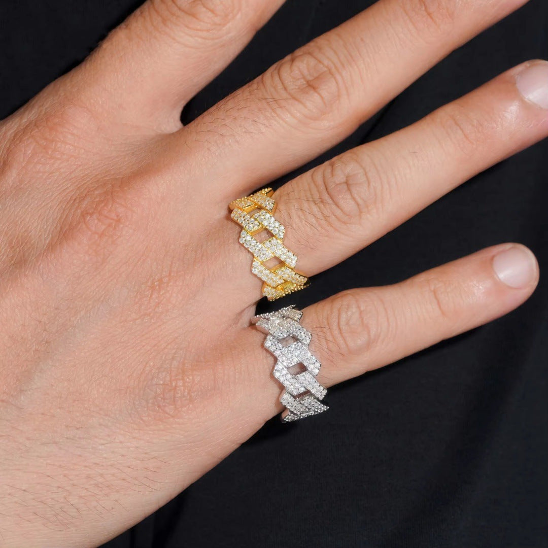 Double Row VVS Moissanite Pave Ring in Sterling Silver