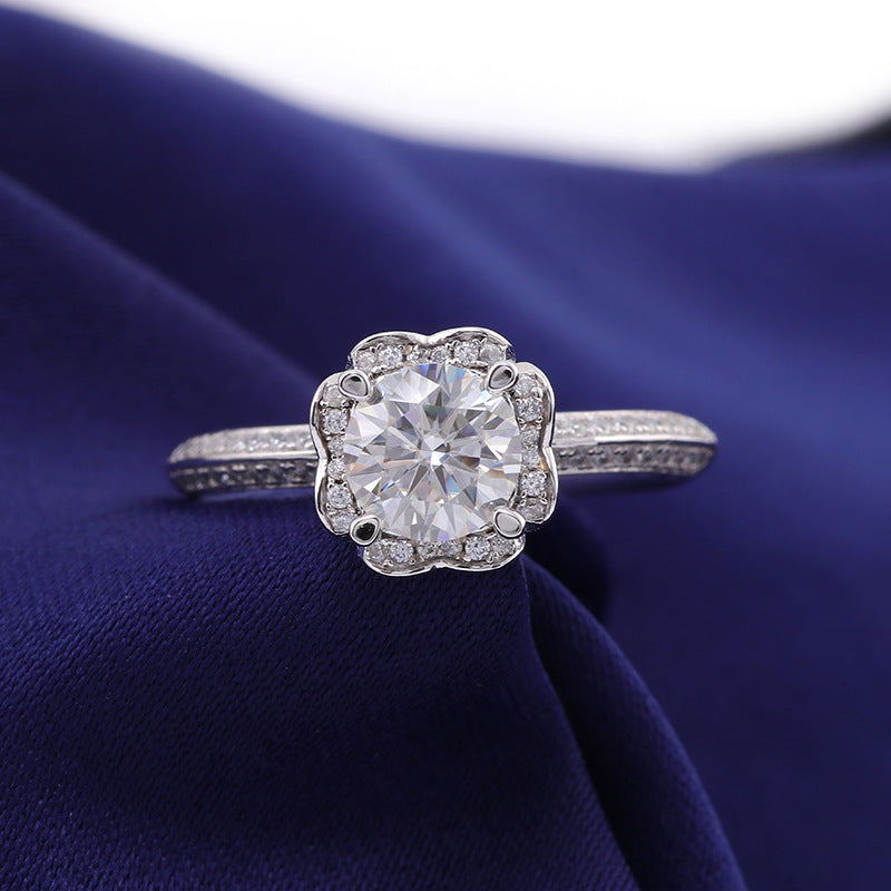 1ct Moissanite Wedding/Gift Ring (925 Silver, 18K Gold-Plated)