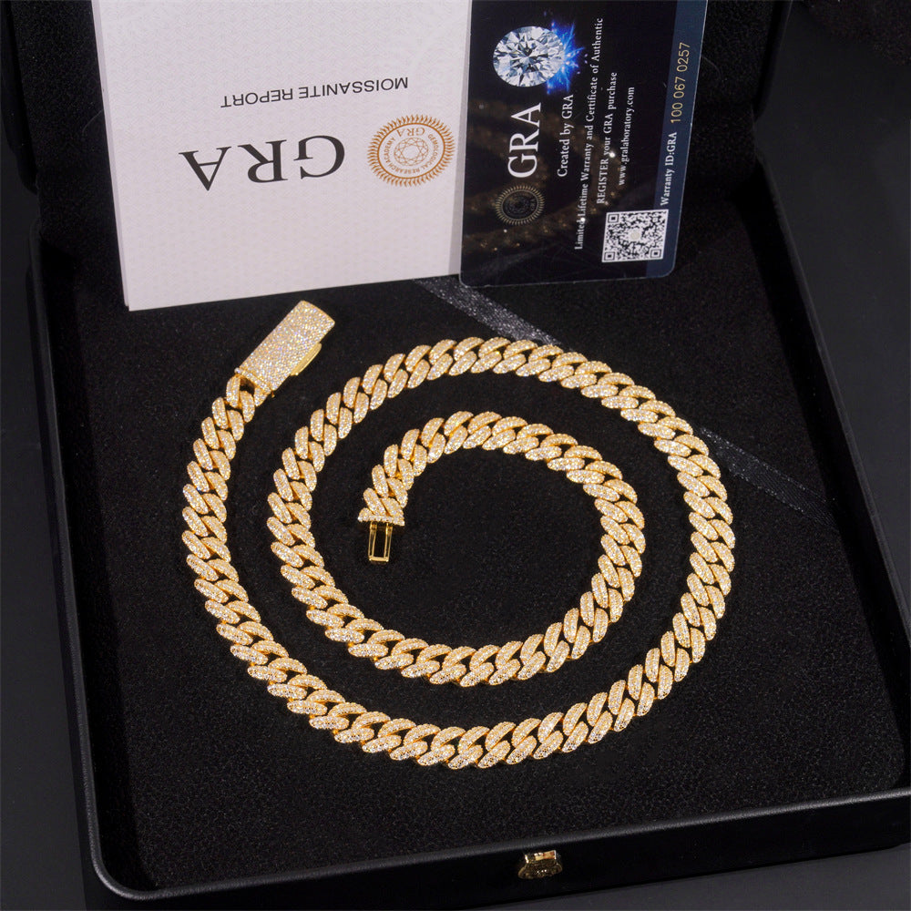 10mm Moissanite Cuban Chain – S925 Sterling Silver