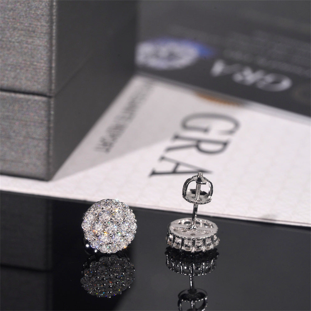 S925 Sterling Silver D-Color Round Moissanite Stud Earrings
