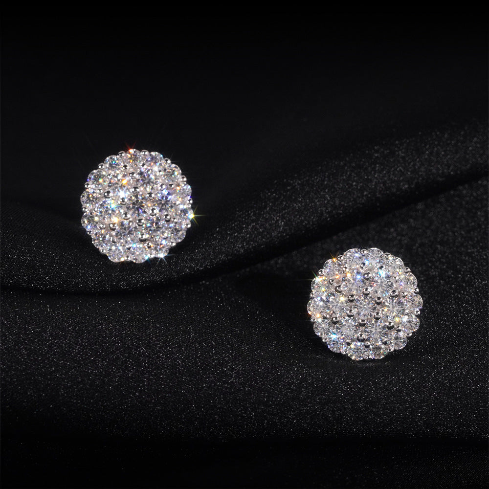 S925 Sterling Silver D-Color Round Moissanite Stud Earrings