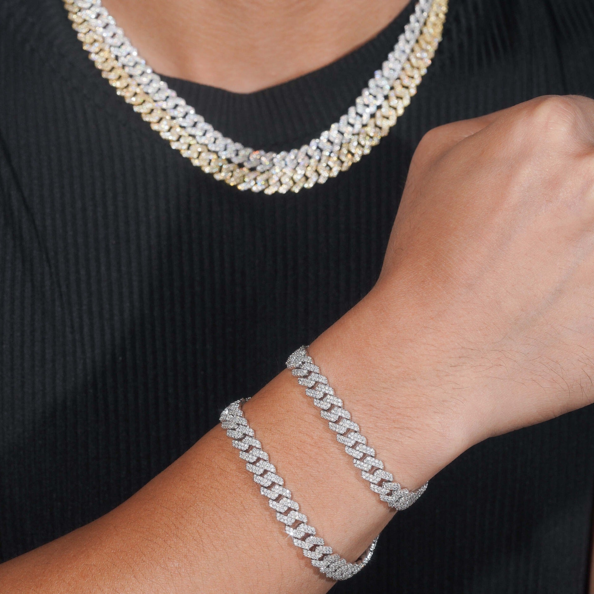 10mm Double Row Moissanite Cuban Link Bracelet