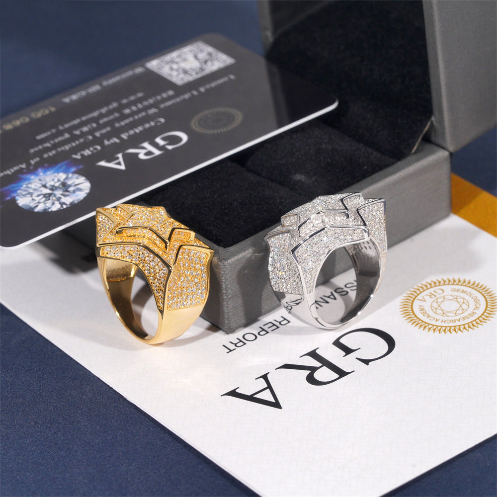 S925 Sterling Silver D-Color VVS Moissanite Star Signet Ring