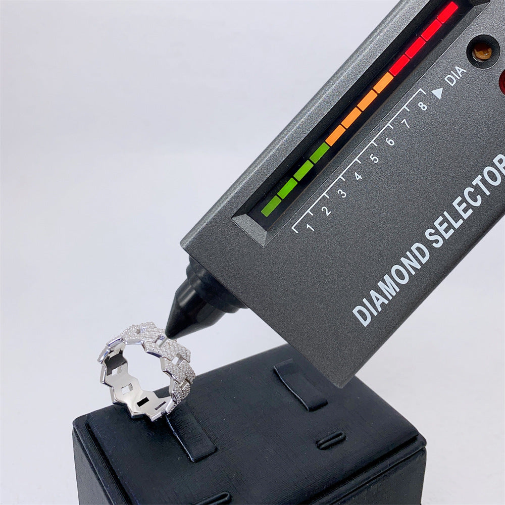 Double Row VVS Moissanite Pave Ring in Sterling Silver