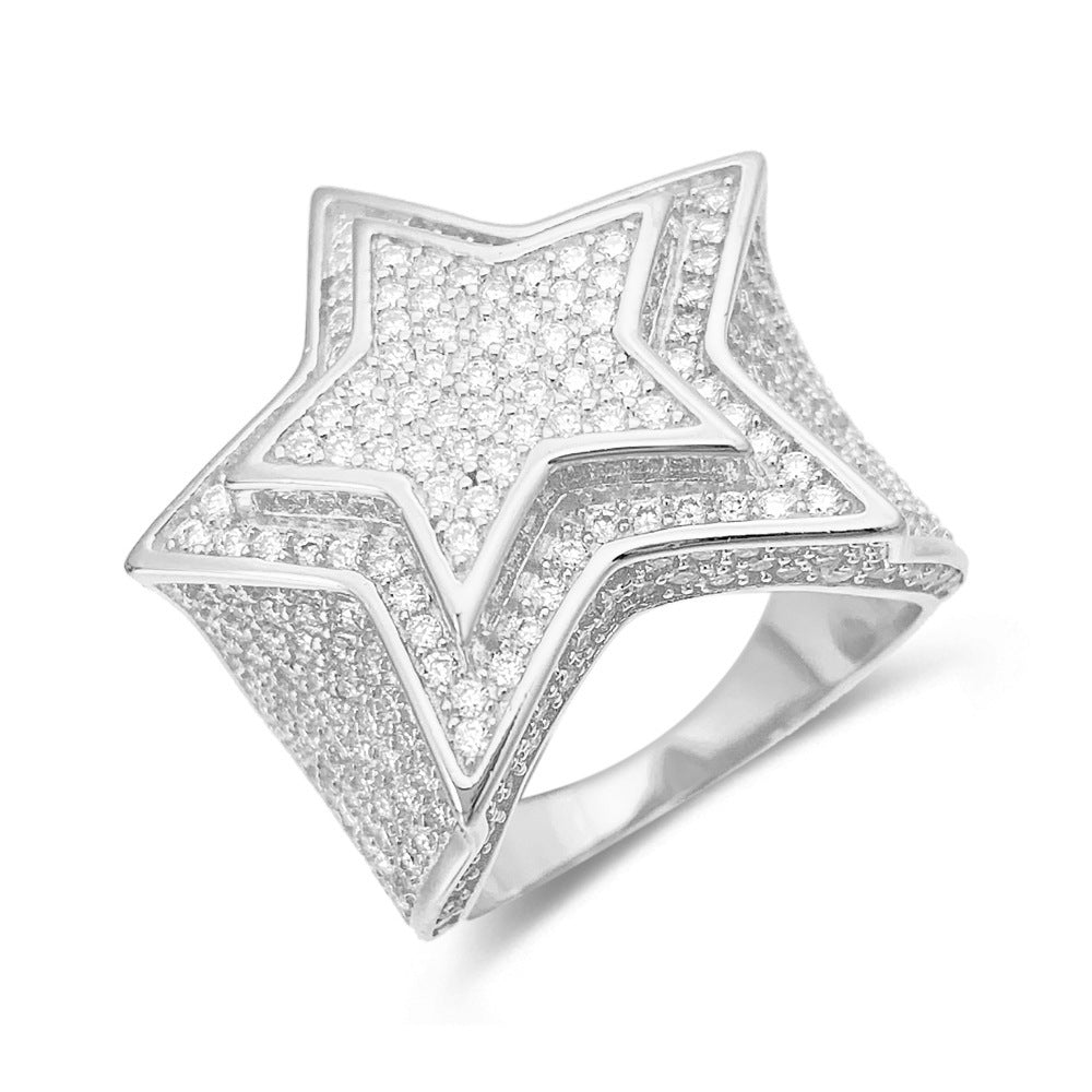 S925 Sterling Silver D-Color VVS Moissanite Star Signet Ring