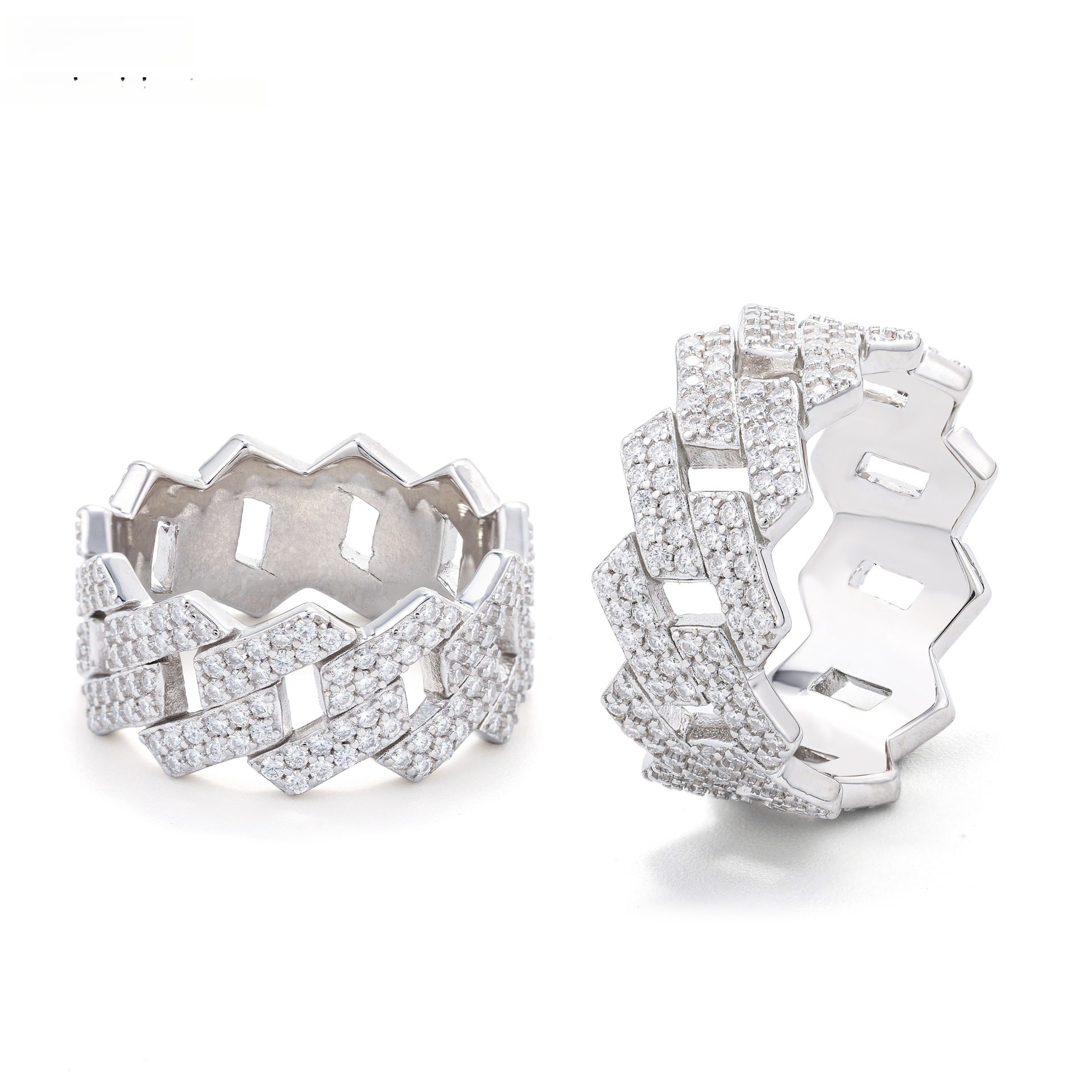 Double Row VVS Moissanite Pave Ring in Sterling Silver