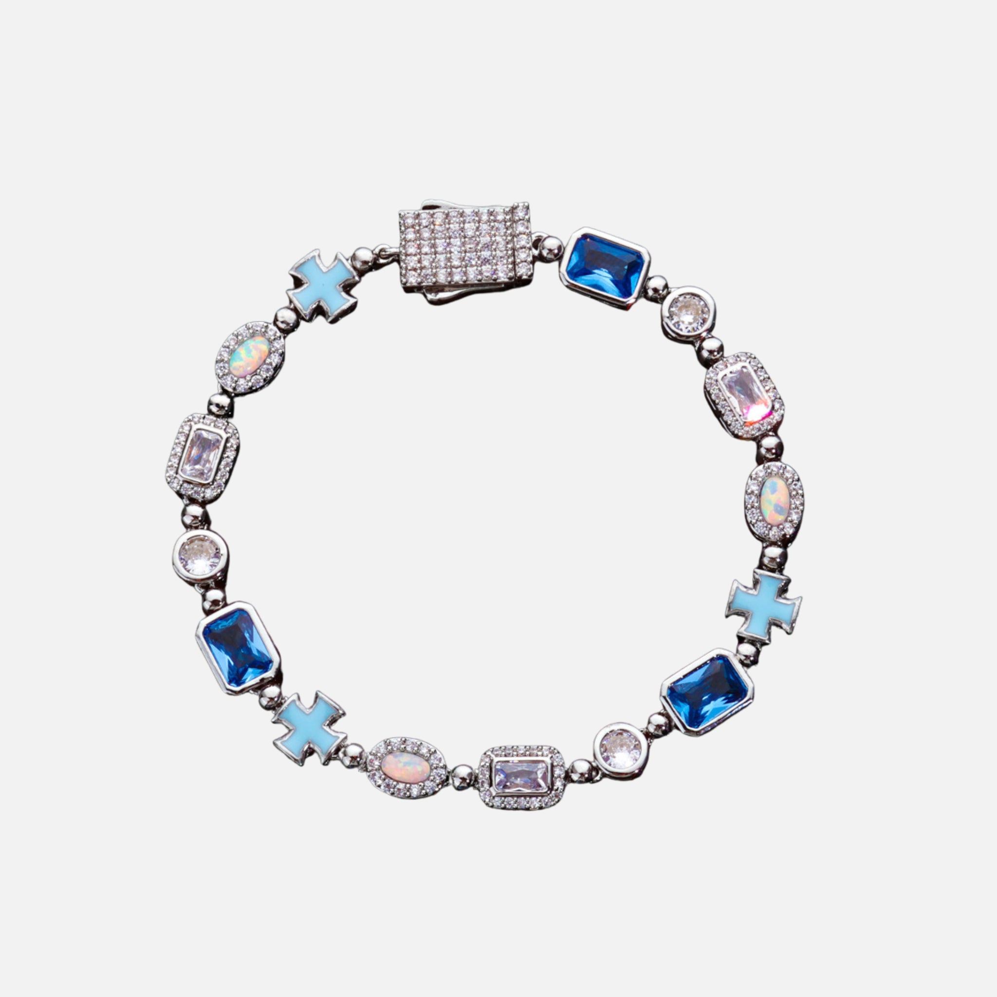 CROSS & OPAL BRACELET - SILVER