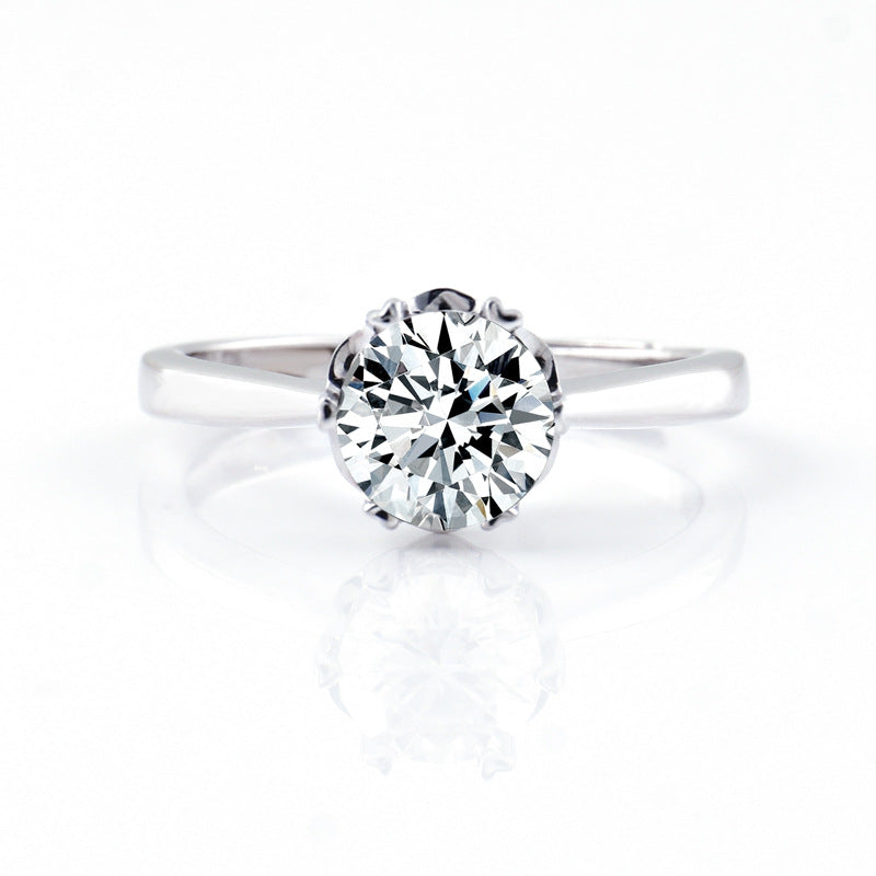 925 Silver 1ct Moissanite Classic Six-Prong Ring