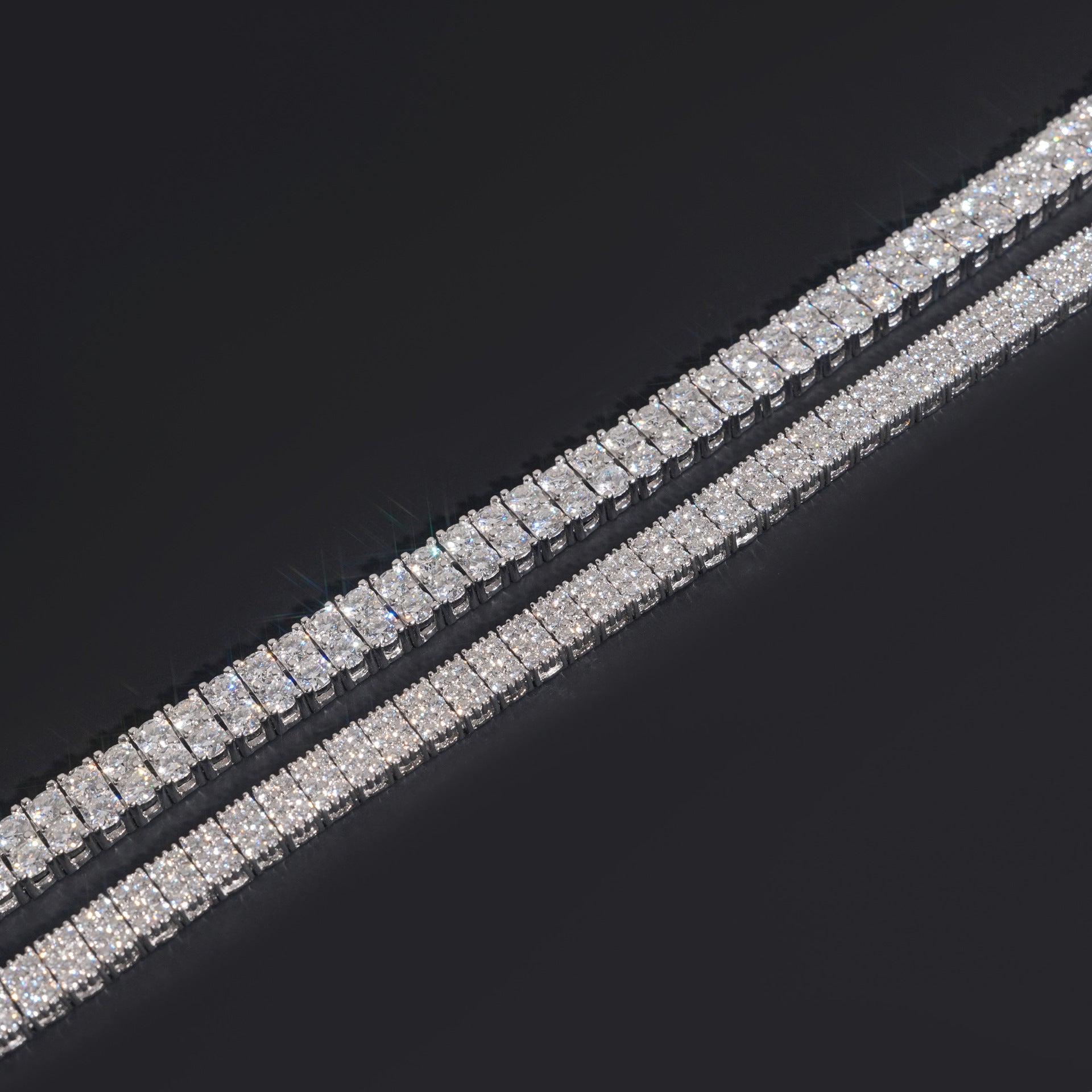 3mm Moissanite Triple-Row Tennis Bracelet (925 Silver, Hip-Hop)