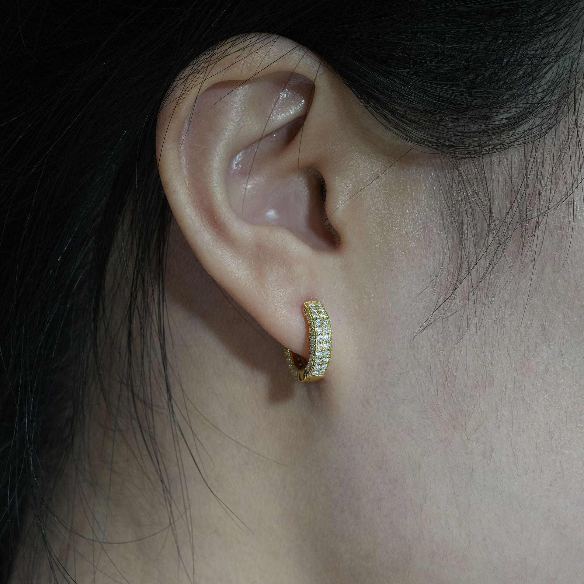 925 Silver Moissanite Round Hoop Studs — INS Style