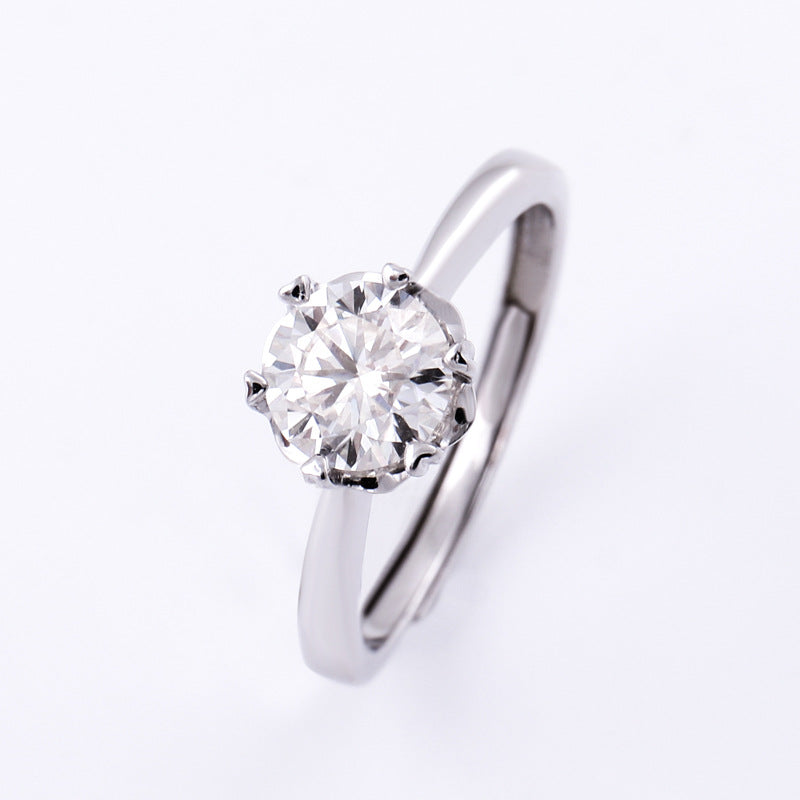 925 Silver 1ct Moissanite Classic Six-Prong Ring