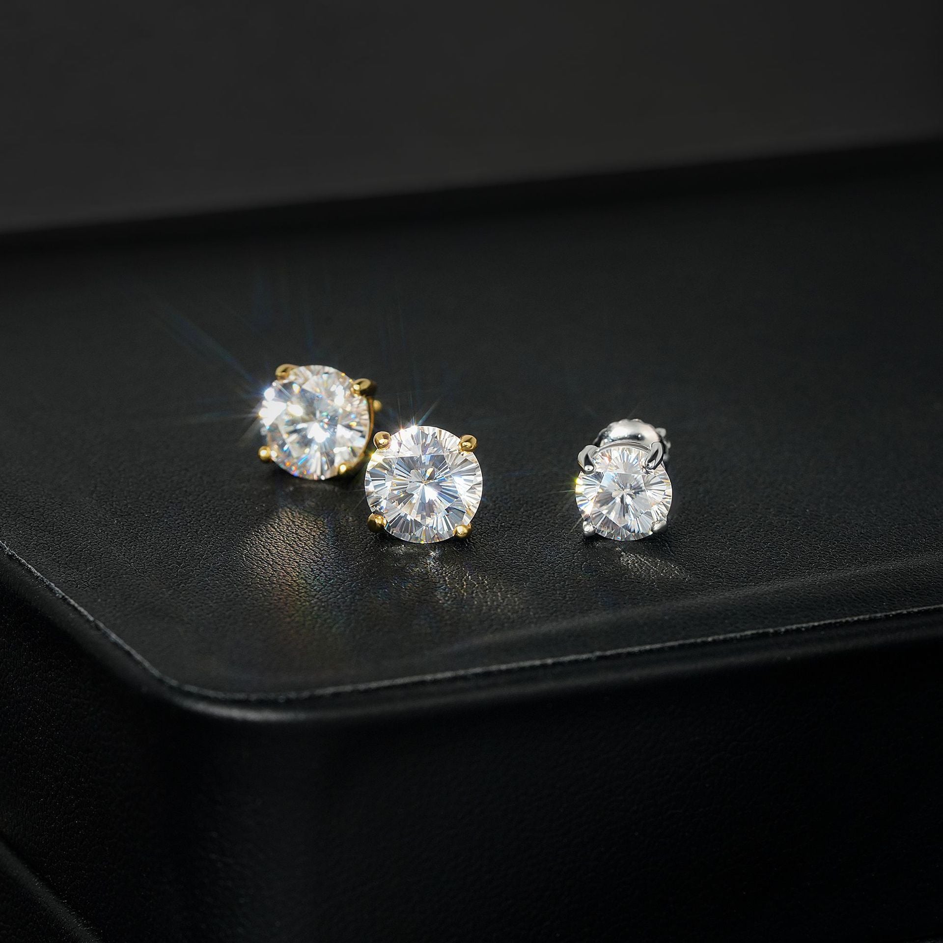 925 Silver Sakura-Cut Moissanite VVS Hip-Hop Stud Earrings