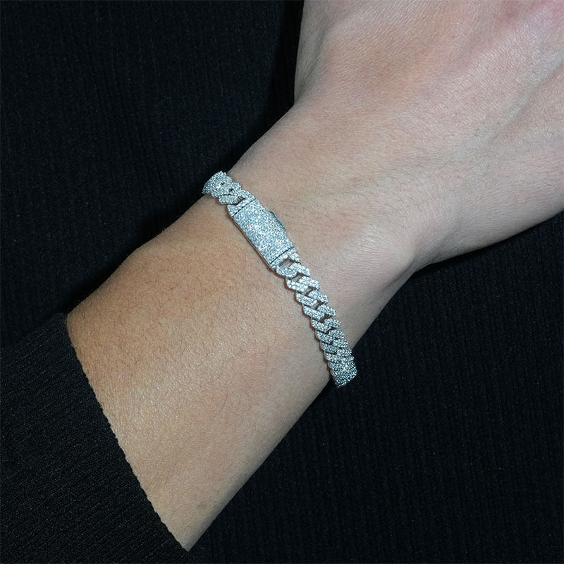 8mm Moissanite Double-Row Cuban Chain Necklace (925 Silver)