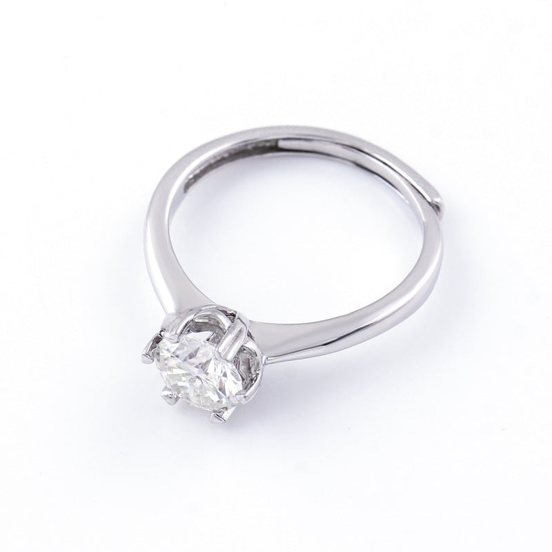925 Silver 1ct Moissanite Classic Six-Prong Ring
