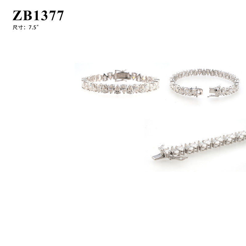 925 Silver Teardrop Moissanite Tennis Bracelet (Unisex, Hip-Hop)