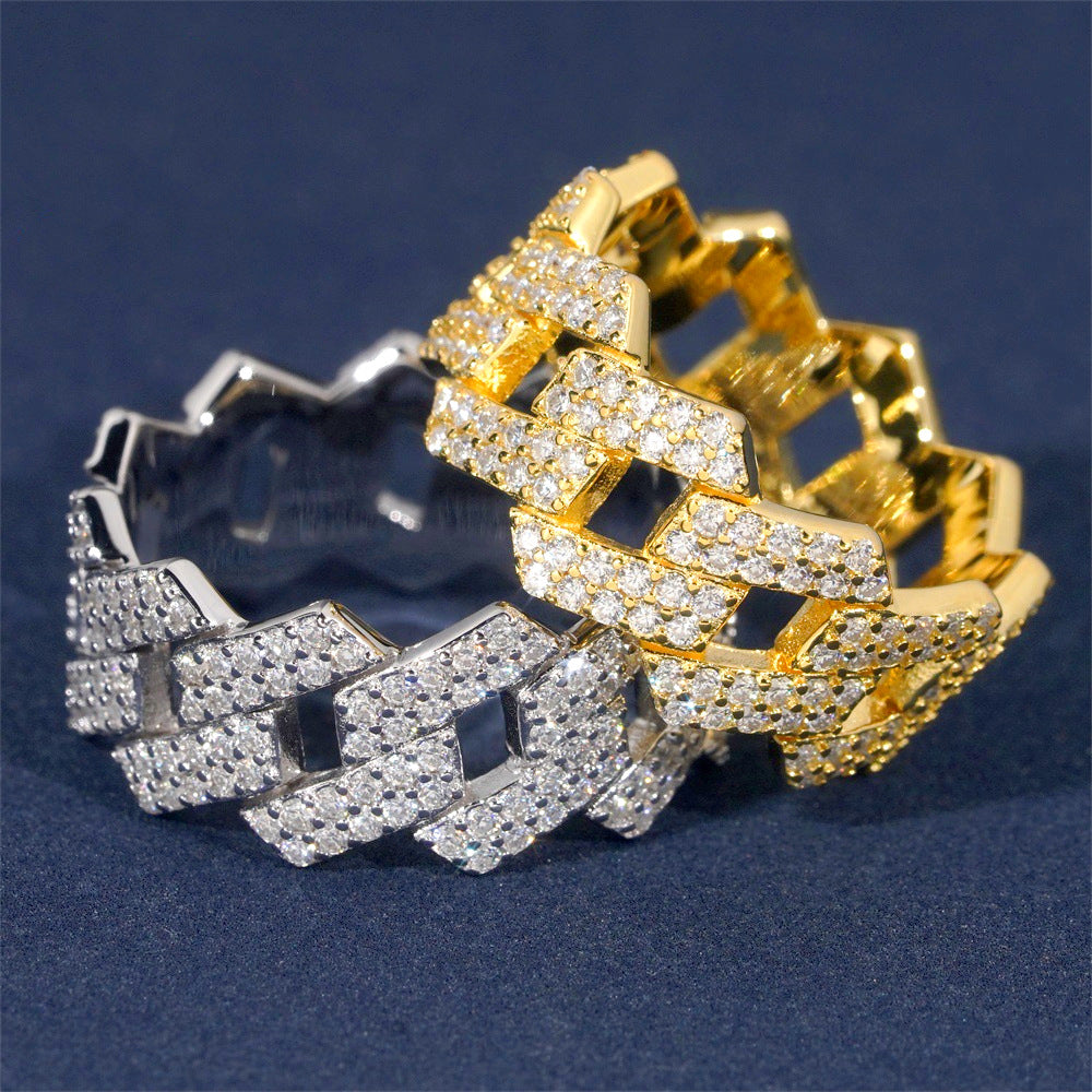 Double Row VVS Moissanite Pave Ring in Sterling Silver