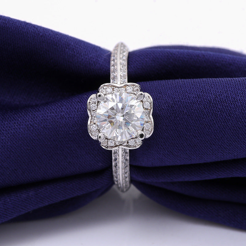 1ct Moissanite Wedding/Gift Ring (925 Silver, 18K Gold-Plated)