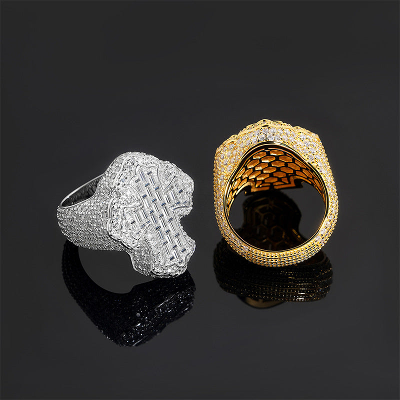 Fully Iced Moissanite Cross Ring