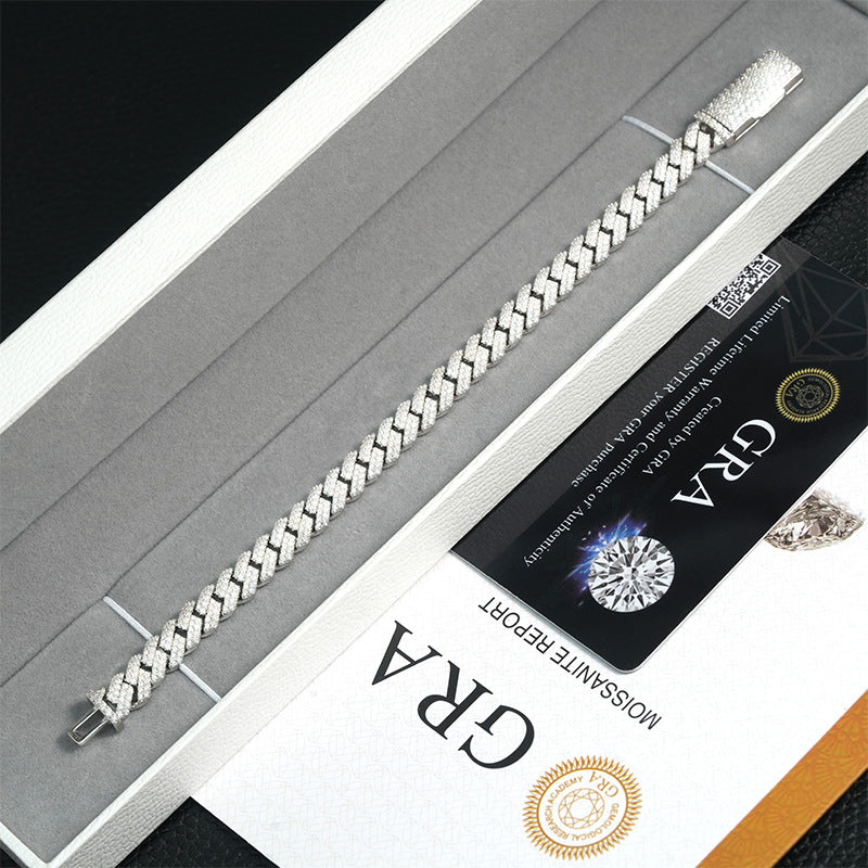 8mm Moissanite Double-Row Cuban Chain Necklace (925 Silver)