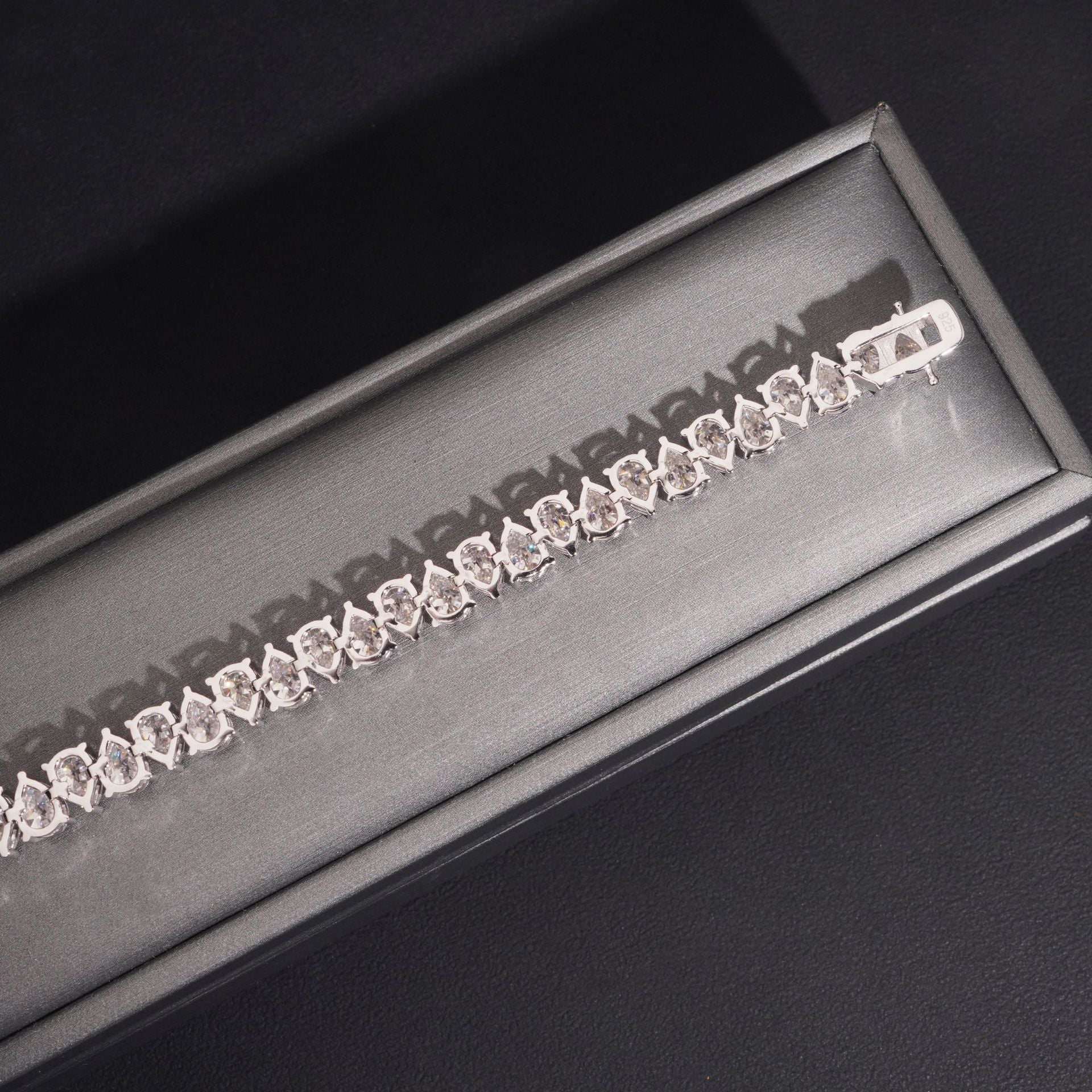 925 Silver Teardrop Moissanite Tennis Bracelet (Unisex, Hip-Hop)