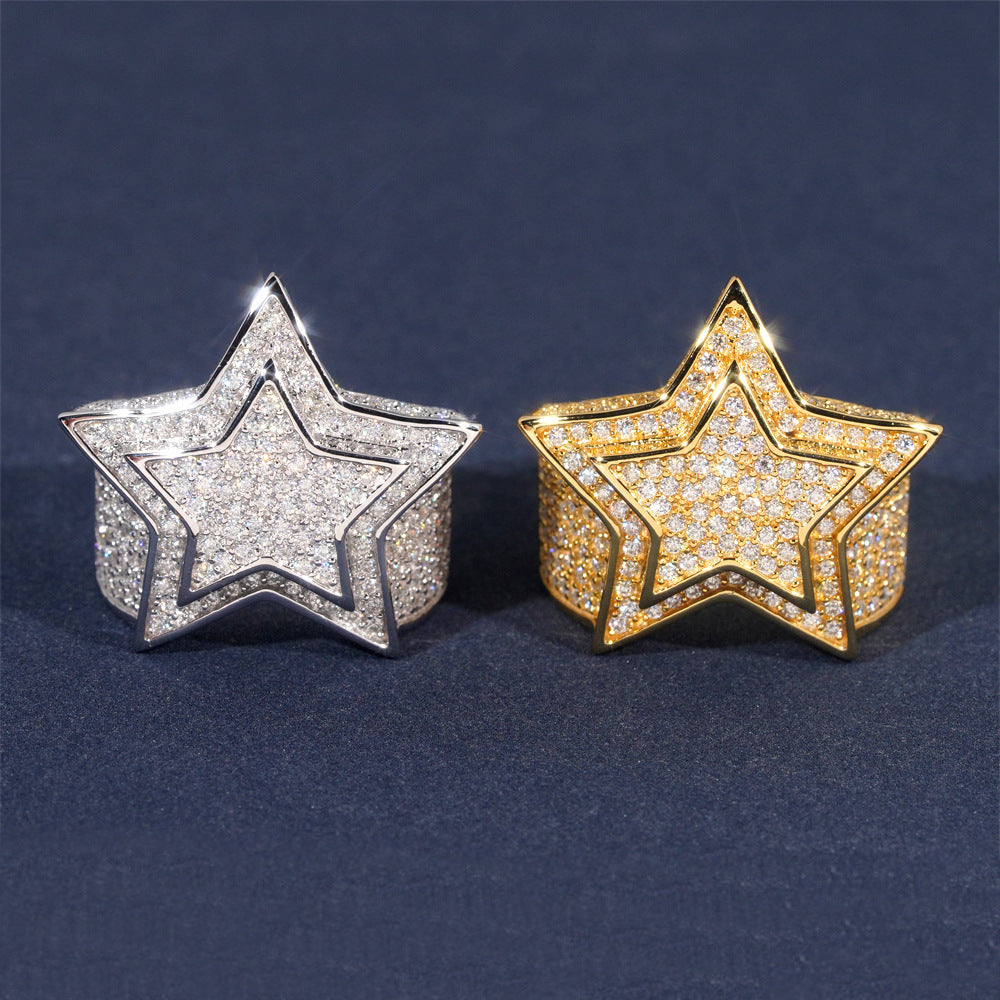 S925 Sterling Silver D-Color VVS Moissanite Star Signet Ring