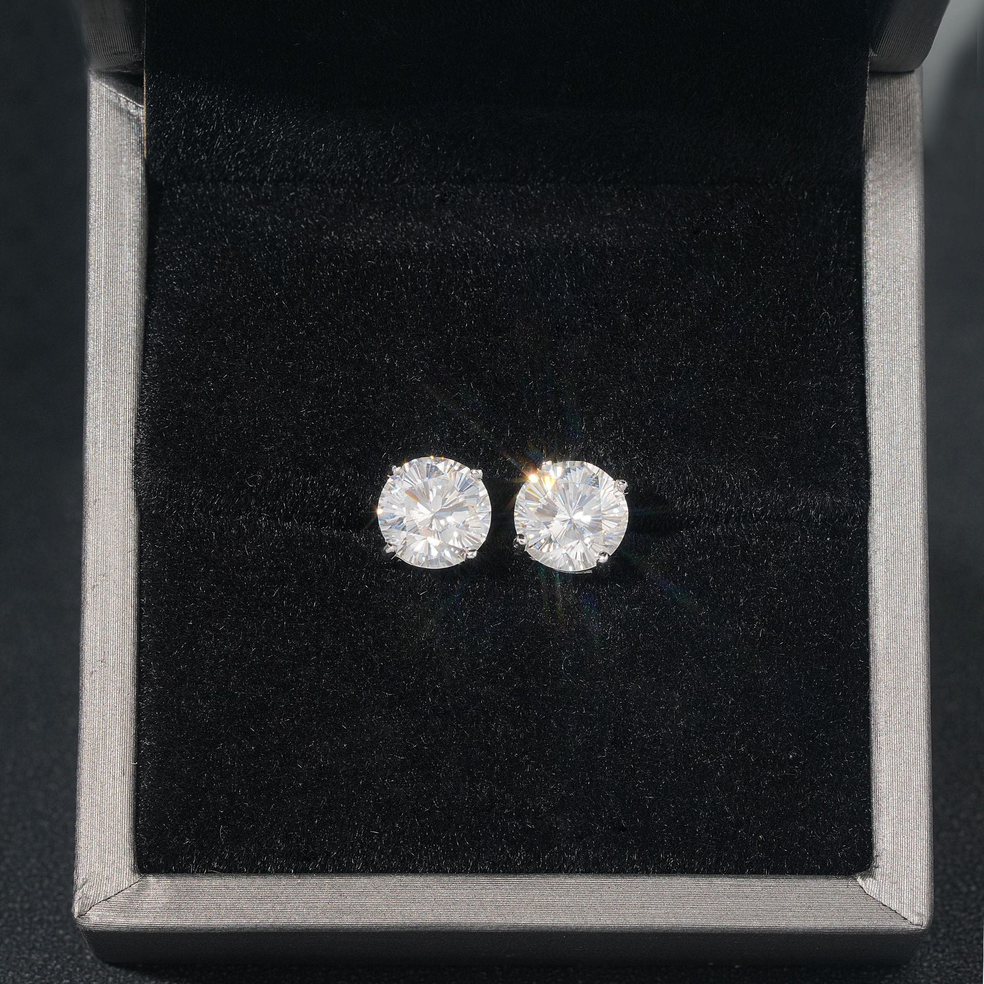 925 Silver Sakura-Cut Moissanite VVS Hip-Hop Stud Earrings