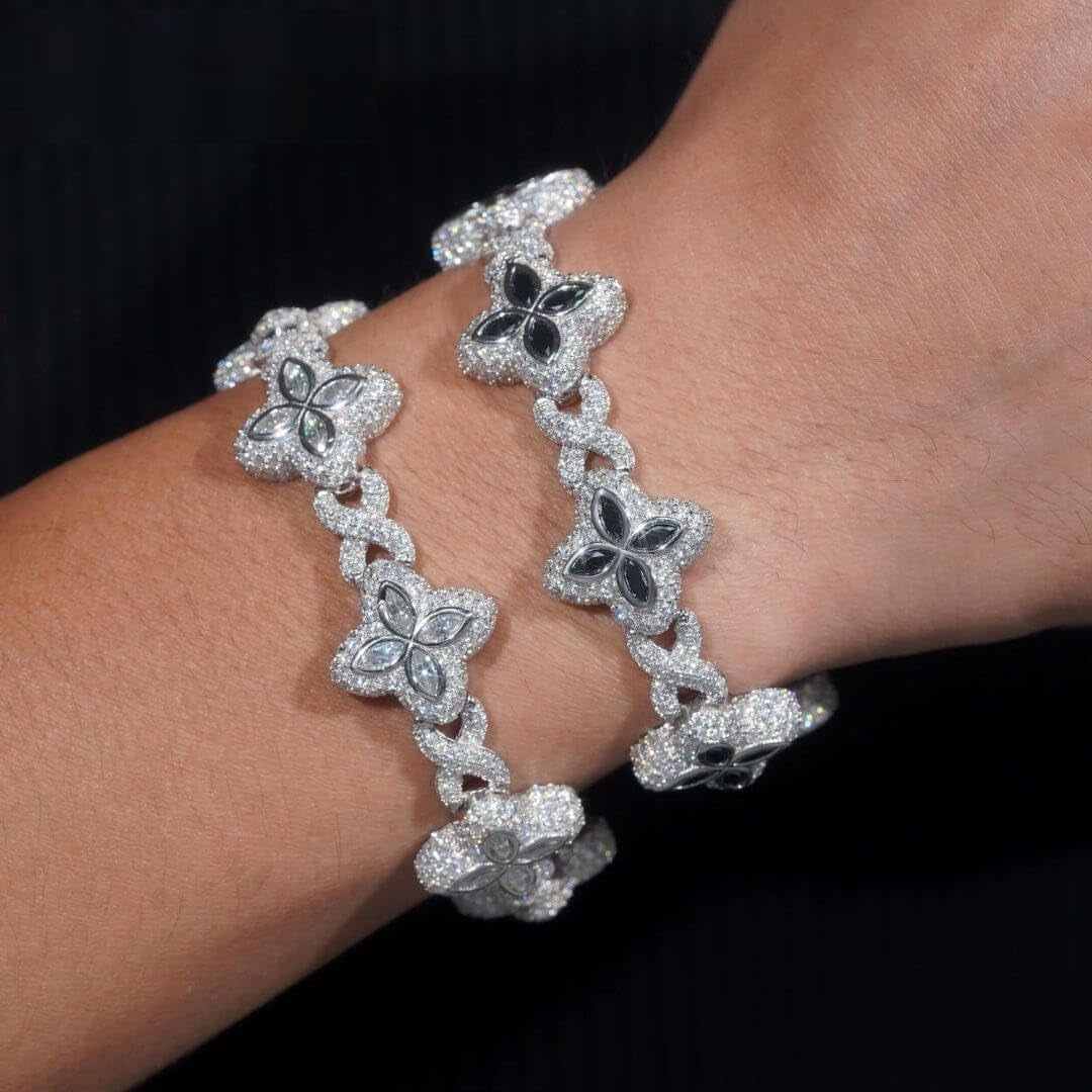 19mm Cross Infinity Clover Iced Out Bracelet （CZ)