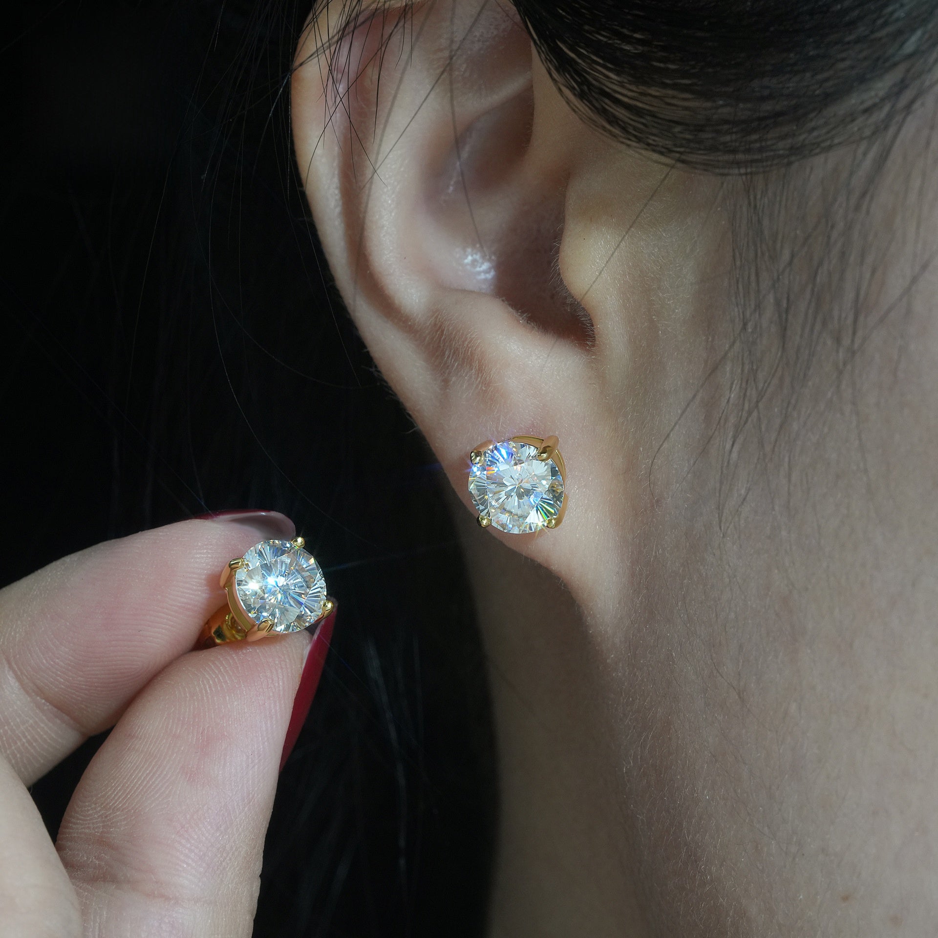 925 Silver Sakura-Cut Moissanite VVS Hip-Hop Stud Earrings