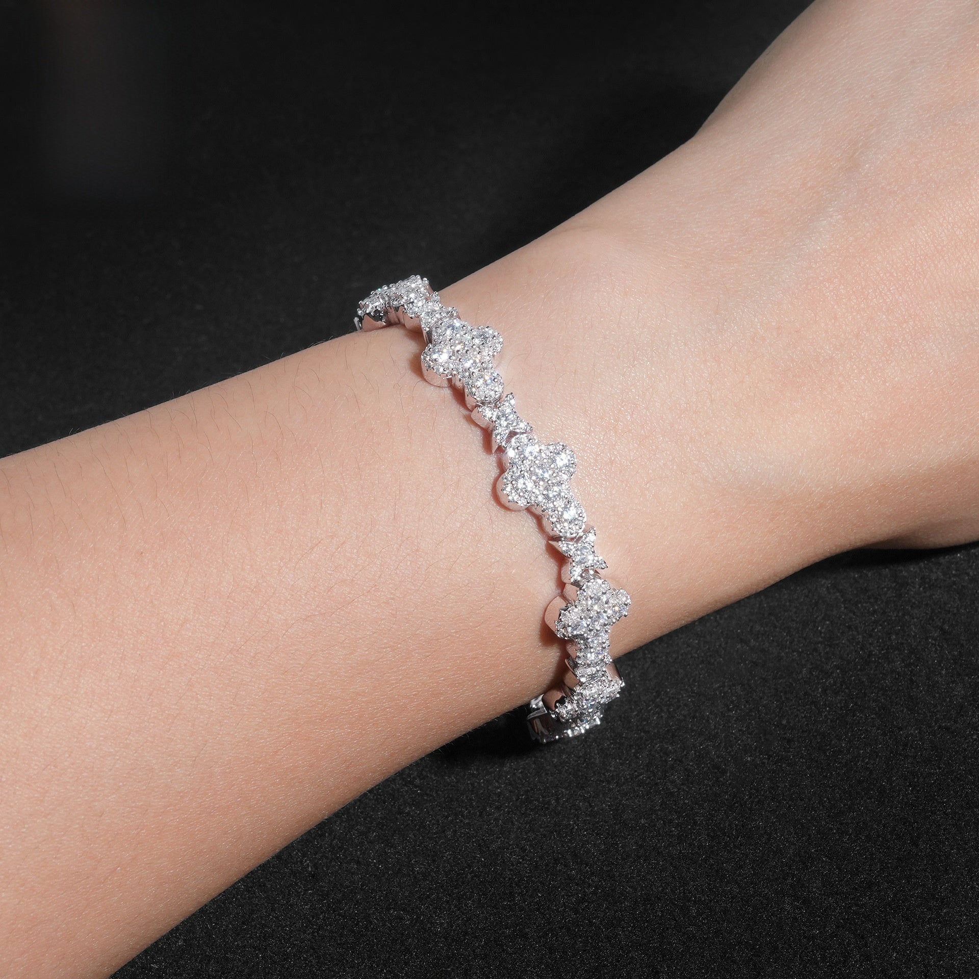 925 Silver Moissanite Cross Cuban Chain Bracelet (Unisex)