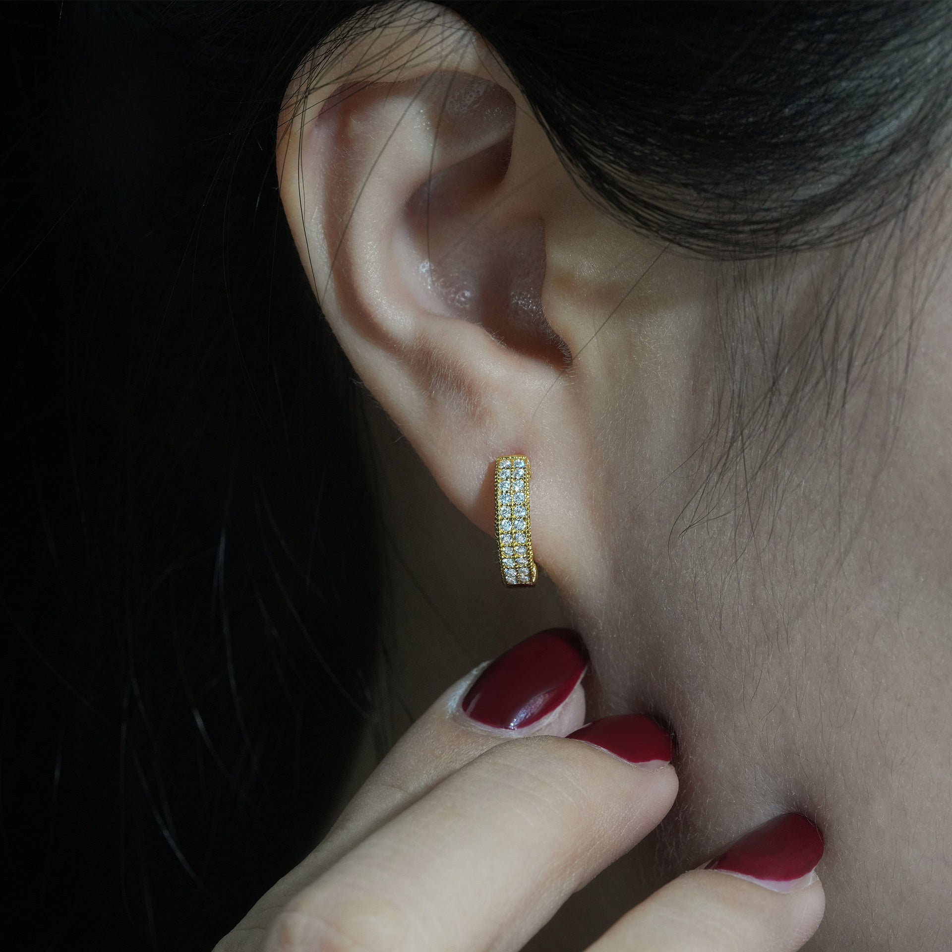 925 Silver Moissanite Round Hoop Studs — INS Style