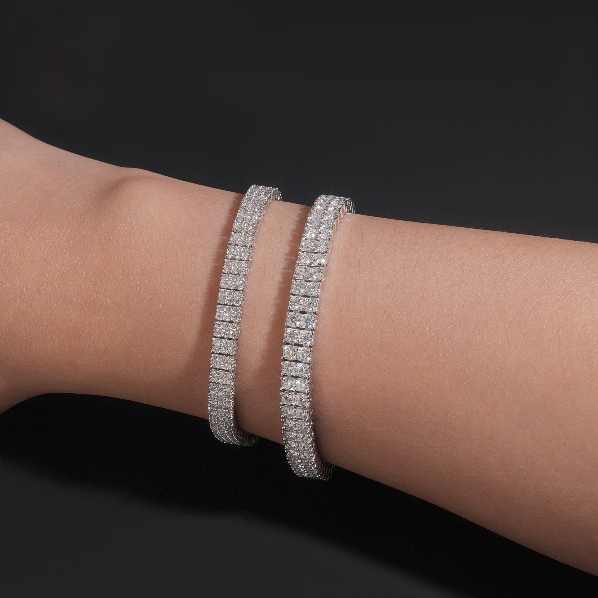 3mm Moissanite Triple-Row Tennis Bracelet (925 Silver, Hip-Hop)